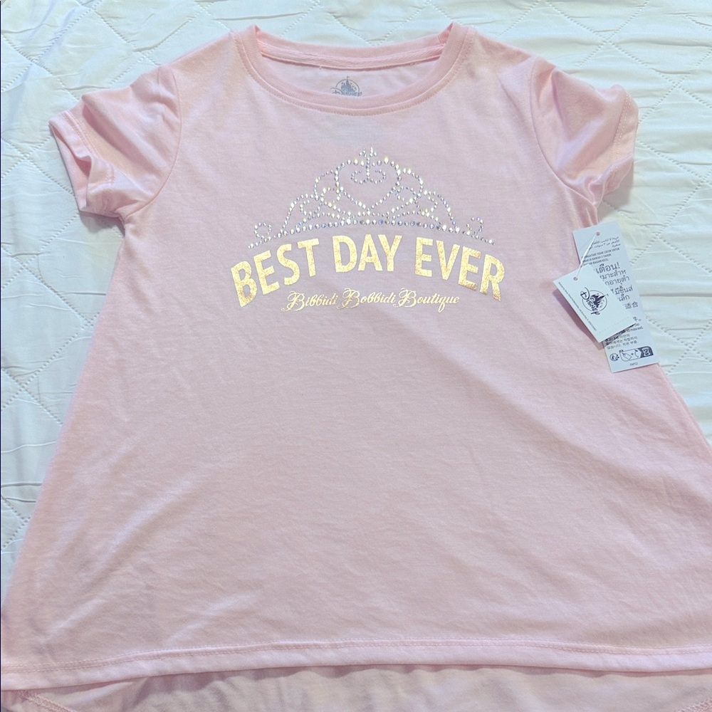 Disney’s Bibbidi Bobbidi Boutique Pink 'Best Day Ever' Short Sleeve Tee. Size S.